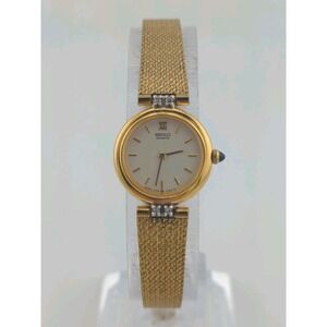 Vintage Seiko Ladies Gold-Tone Quartz 20mm Watch 2Y00-0B3H New Battery